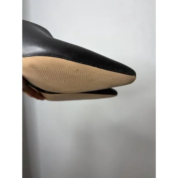 Nordstrom Nofriss-Lea Soft Leather Kitten Heel Mules Women 10M Black Pointed Toe - Picture 4 of 5